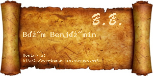 Böm Benjámin névjegykártya